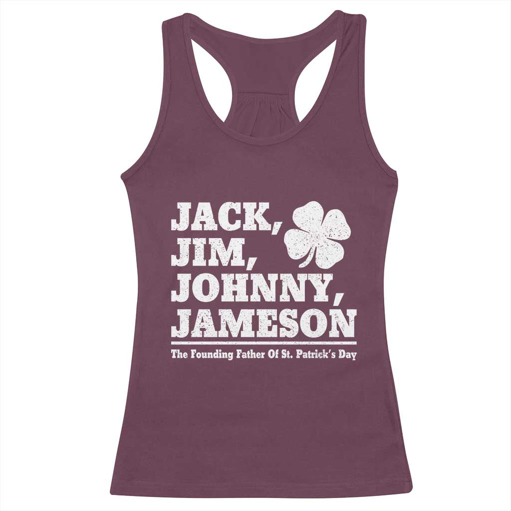 Funny St Patricks Day Irish Fathers Jack Jim Johnny Jameson Vintage Clover Racerback Tank Top