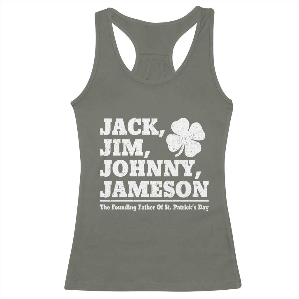 Funny St Patricks Day Irish Fathers Jack Jim Johnny Jameson Vintage Clover Racerback Tank Top