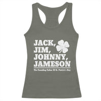 Funny St Patricks Day Irish Fathers Jack Jim Johnny Jameson Vintage Clover Racerback Tank Top