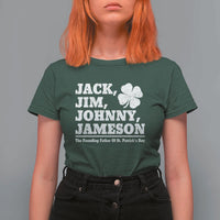 Funny St Patricks Day Irish Fathers Jack Jim Johnny Jameson Vintage Clover T Shirt For Women