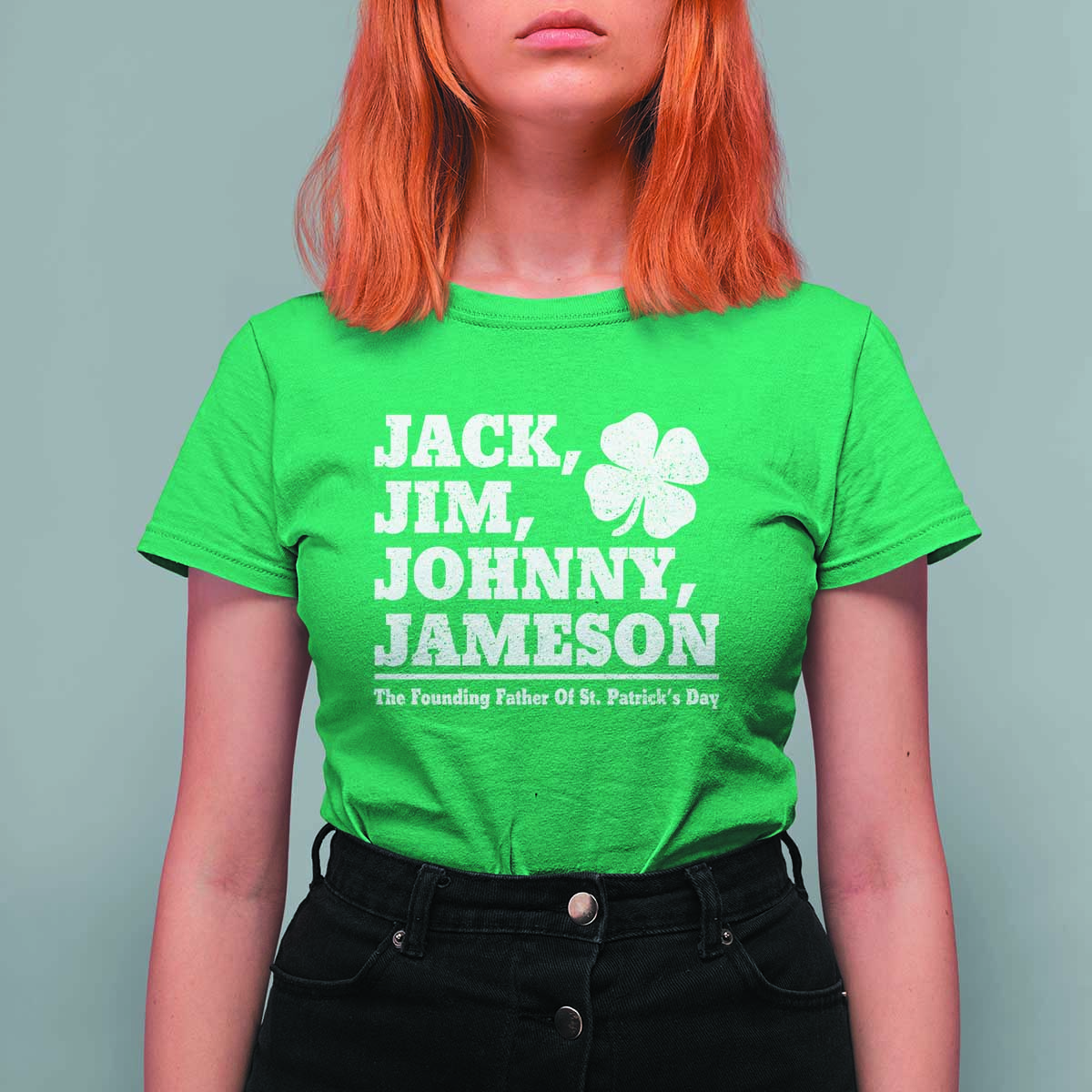 Funny St Patricks Day Irish Fathers Jack Jim Johnny Jameson Vintage Clover T Shirt For Women