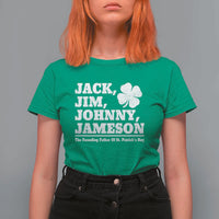 Funny St Patricks Day Irish Fathers Jack Jim Johnny Jameson Vintage Clover T Shirt For Women