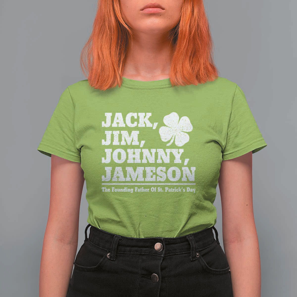 Funny St Patricks Day Irish Fathers Jack Jim Johnny Jameson Vintage Clover T Shirt For Women