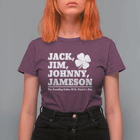 Funny St Patricks Day Irish Fathers Jack Jim Johnny Jameson Vintage Clover T Shirt For Women
