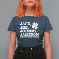 Funny St Patricks Day Irish Fathers Jack Jim Johnny Jameson Vintage Clover T Shirt For Women