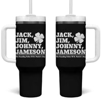 Funny St Patricks Day Irish Fathers Jack Jim Johnny Jameson Vintage Clover Tumbler With Handle