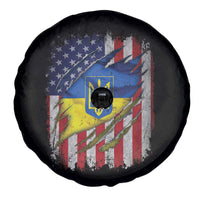Ukrainian Americans Pride Spare Tire Cover Vintage Ukraine USA Flag