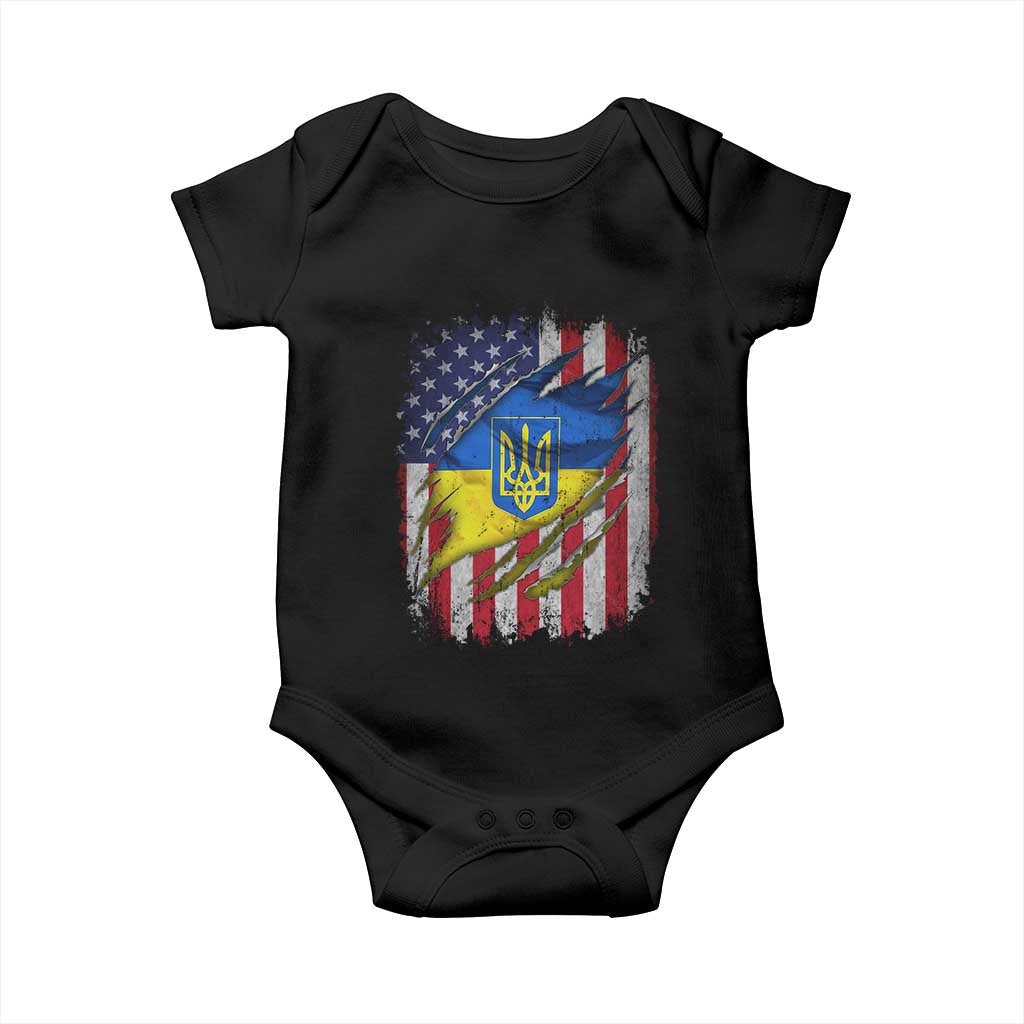 Ukrainian Americans Pride Baby Onesie Vintage Ukraine USA Flag