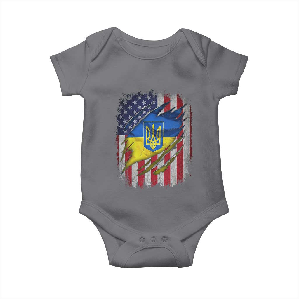 Ukrainian Americans Pride Baby Onesie Vintage Ukraine USA Flag