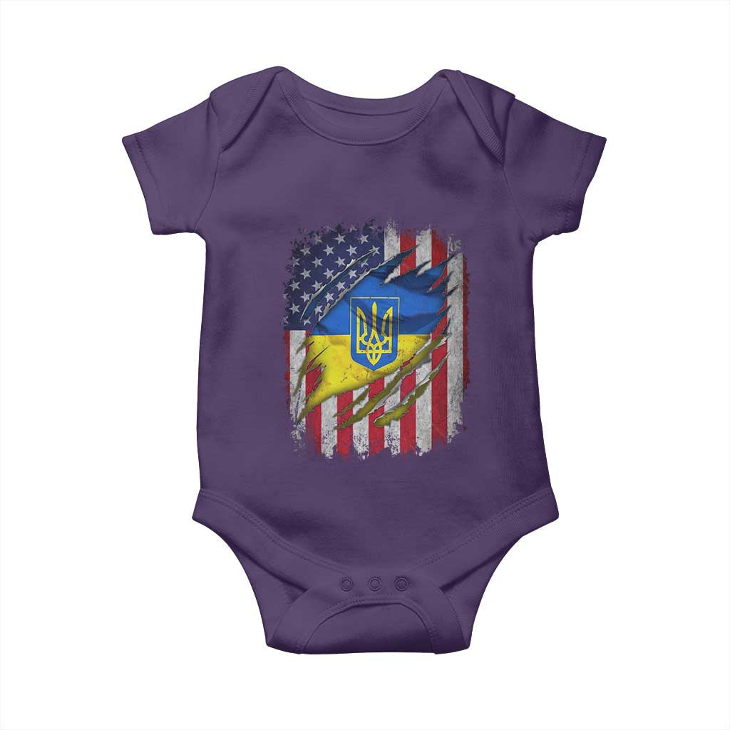 Ukrainian Americans Pride Baby Onesie Vintage Ukraine USA Flag