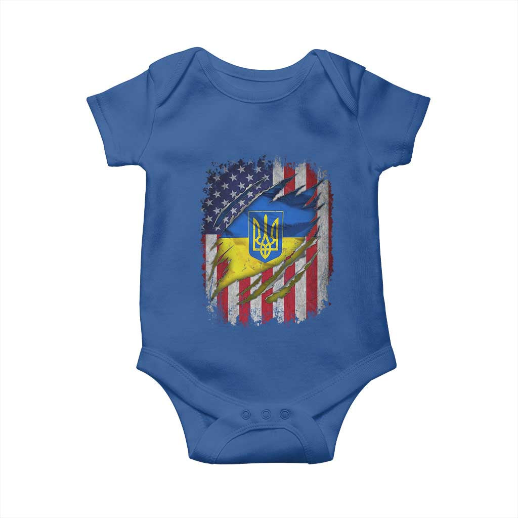 Ukrainian Americans Pride Baby Onesie Vintage Ukraine USA Flag