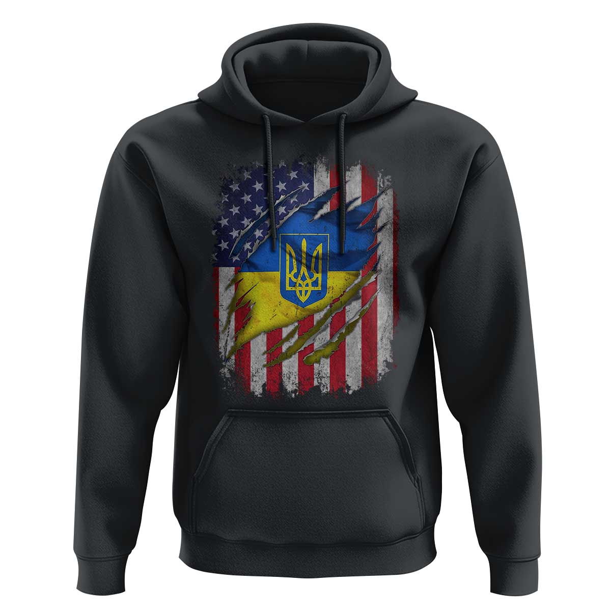 Ukrainian Americans Pride Hoodie Vintage Ukraine USA Flag