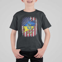 Ukrainian Americans Pride T Shirt For Kid Vintage Ukraine USA Flag