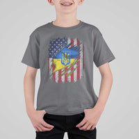 Ukrainian Americans Pride T Shirt For Kid Vintage Ukraine USA Flag