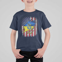 Ukrainian Americans Pride T Shirt For Kid Vintage Ukraine USA Flag