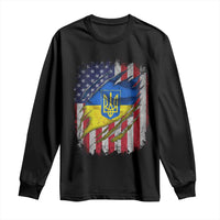 Ukrainian Americans Pride Long Sleeve Shirt Vintage Ukraine USA Flag