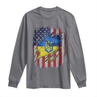 Ukrainian Americans Pride Long Sleeve Shirt Vintage Ukraine USA Flag