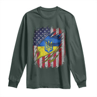 Ukrainian Americans Pride Long Sleeve Shirt Vintage Ukraine USA Flag