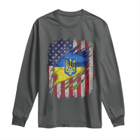 Ukrainian Americans Pride Long Sleeve Shirt Vintage Ukraine USA Flag
