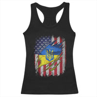 Ukrainian Americans Pride Racerback Tank Top Vintage Ukraine USA Flag