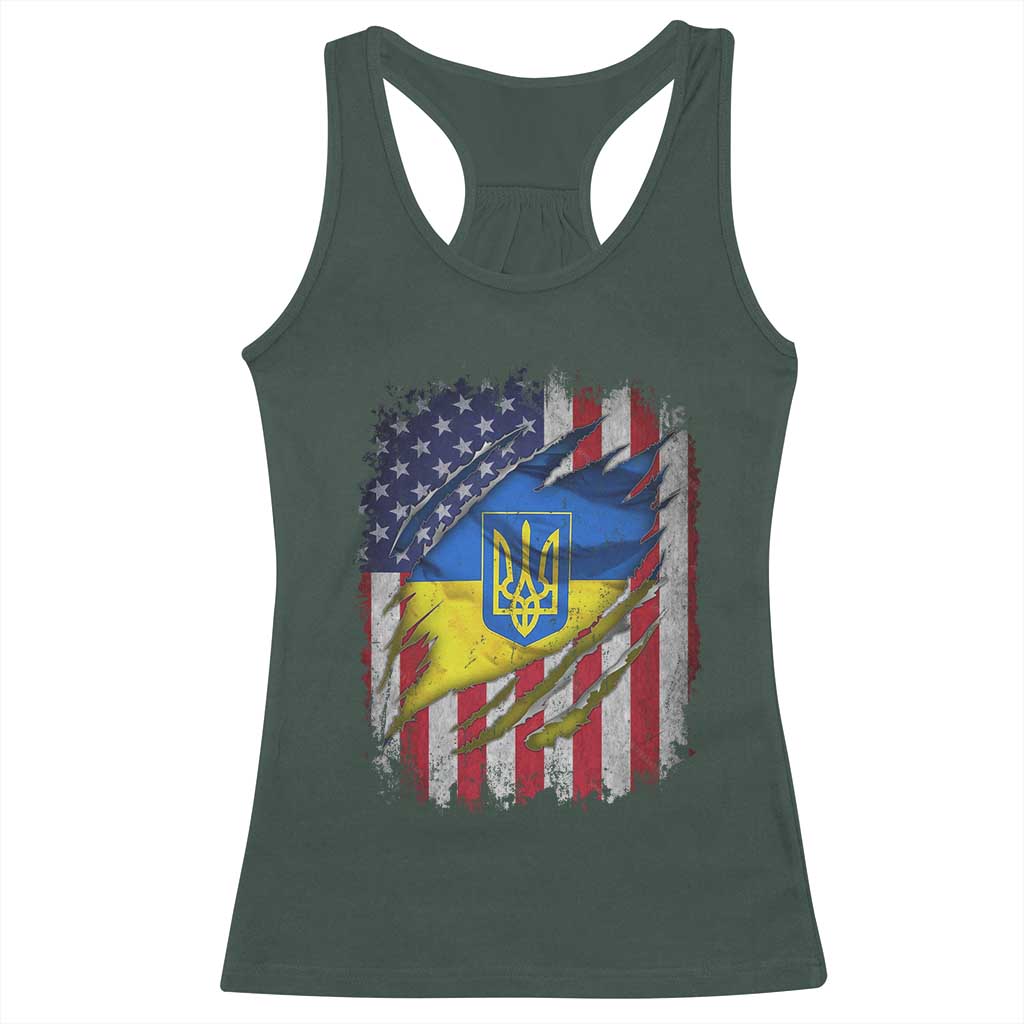Ukrainian Americans Pride Racerback Tank Top Vintage Ukraine USA Flag