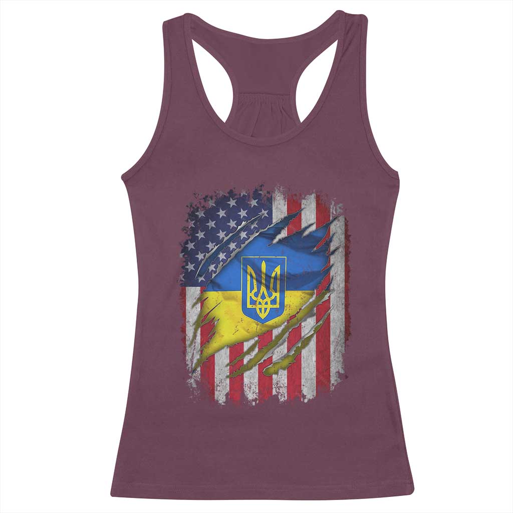 Ukrainian Americans Pride Racerback Tank Top Vintage Ukraine USA Flag