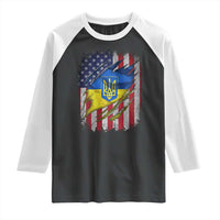 Ukrainian Americans Pride Raglan Shirt Vintage Ukraine USA Flag
