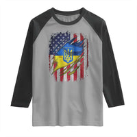 Ukrainian Americans Pride Raglan Shirt Vintage Ukraine USA Flag