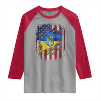 Ukrainian Americans Pride Raglan Shirt Vintage Ukraine USA Flag