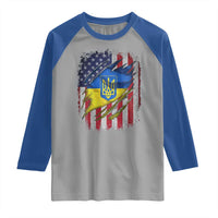 Ukrainian Americans Pride Raglan Shirt Vintage Ukraine USA Flag