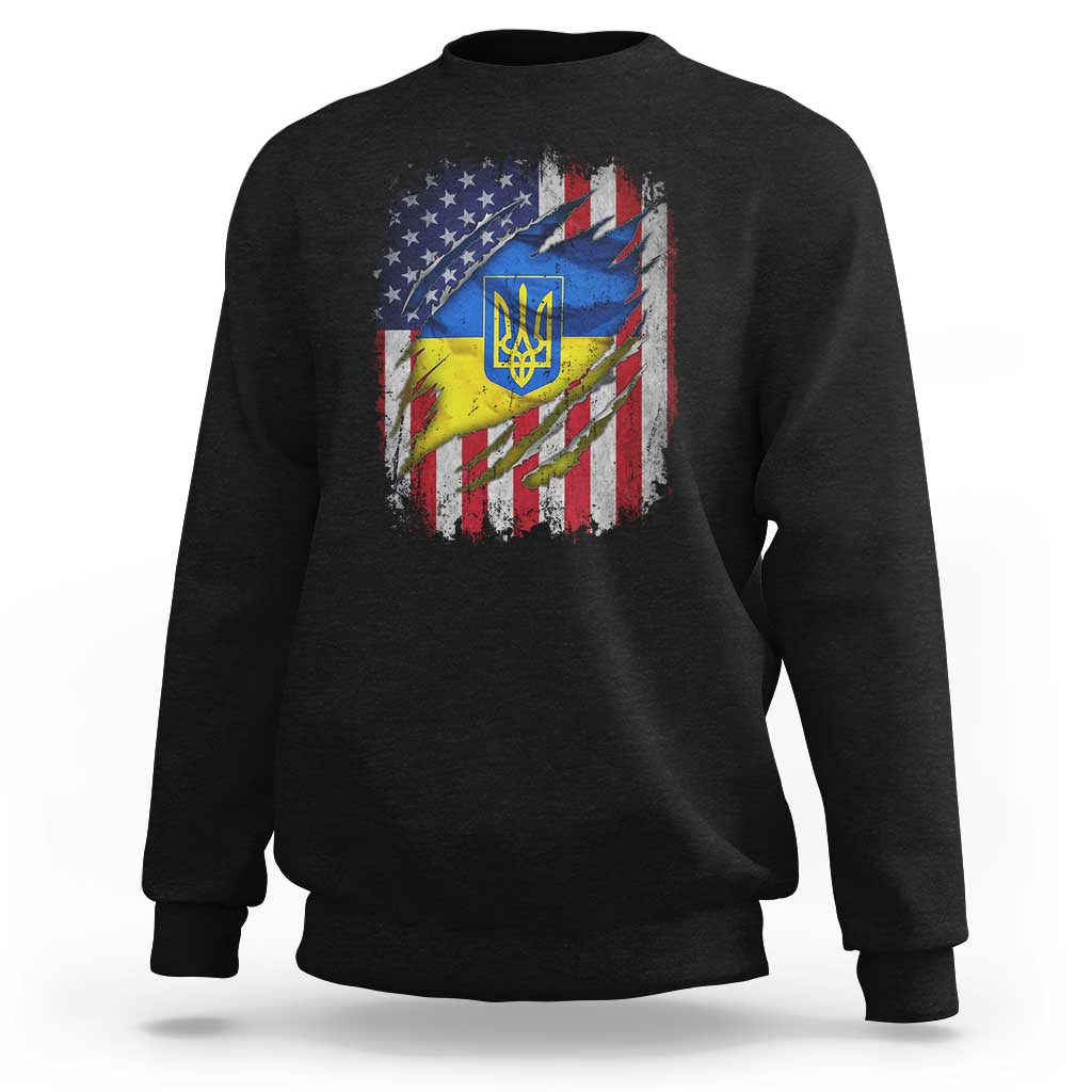 Ukrainian Americans Pride Sweatshirt Vintage Ukraine USA Flag