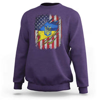 Ukrainian Americans Pride Sweatshirt Vintage Ukraine USA Flag