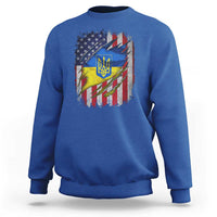 Ukrainian Americans Pride Sweatshirt Vintage Ukraine USA Flag