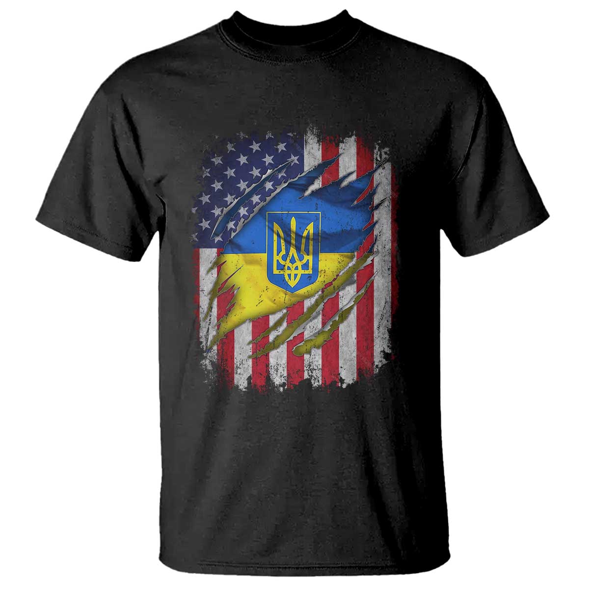 Ukrainian Americans Pride T Shirt Vintage Ukraine USA Flag