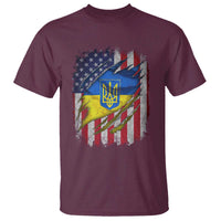 Ukrainian Americans Pride T Shirt Vintage Ukraine USA Flag