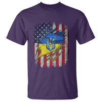 Ukrainian Americans Pride T Shirt Vintage Ukraine USA Flag