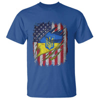 Ukrainian Americans Pride T Shirt Vintage Ukraine USA Flag