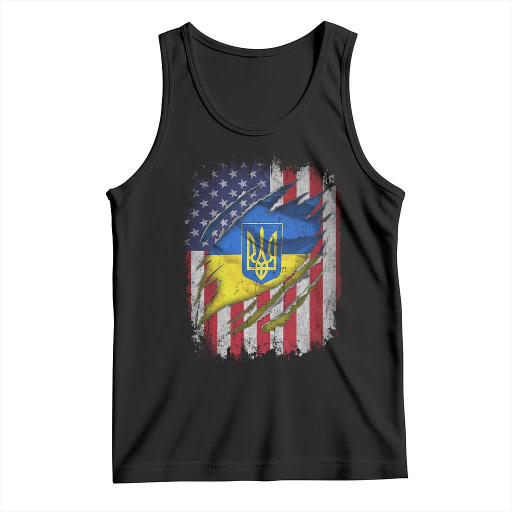 Ukrainian Americans Pride Tank Top Vintage Ukraine USA Flag