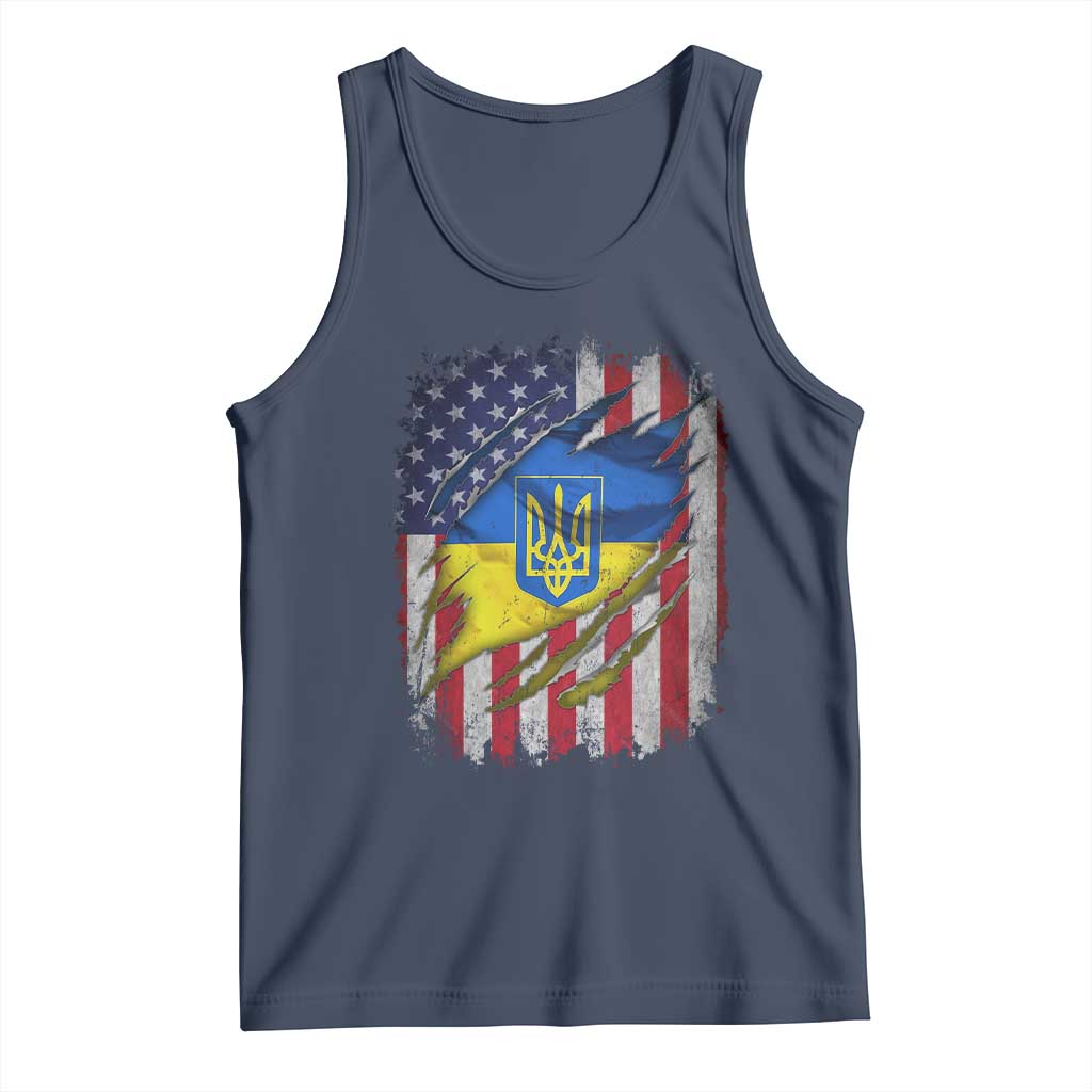 Ukrainian Americans Pride Tank Top Vintage Ukraine USA Flag
