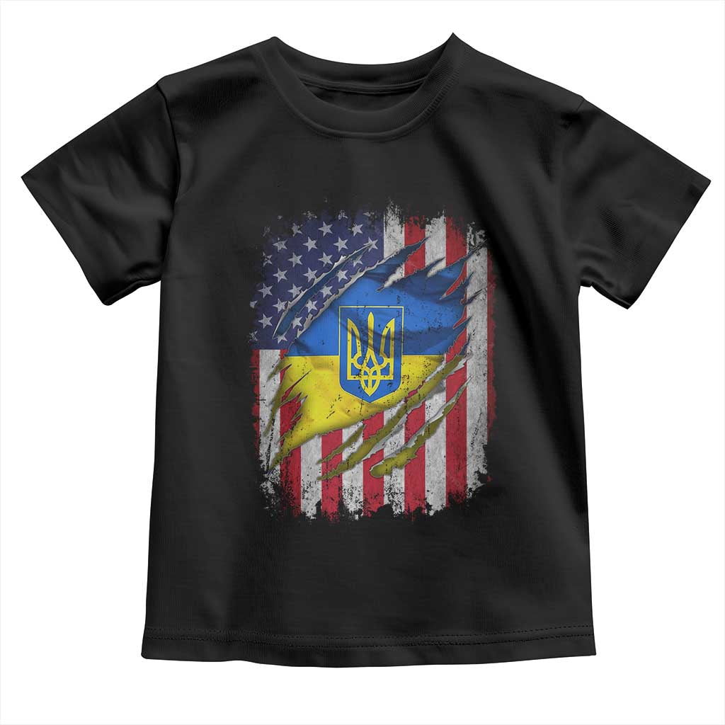 Ukrainian Americans Pride Toddler T Shirt Vintage Ukraine USA Flag