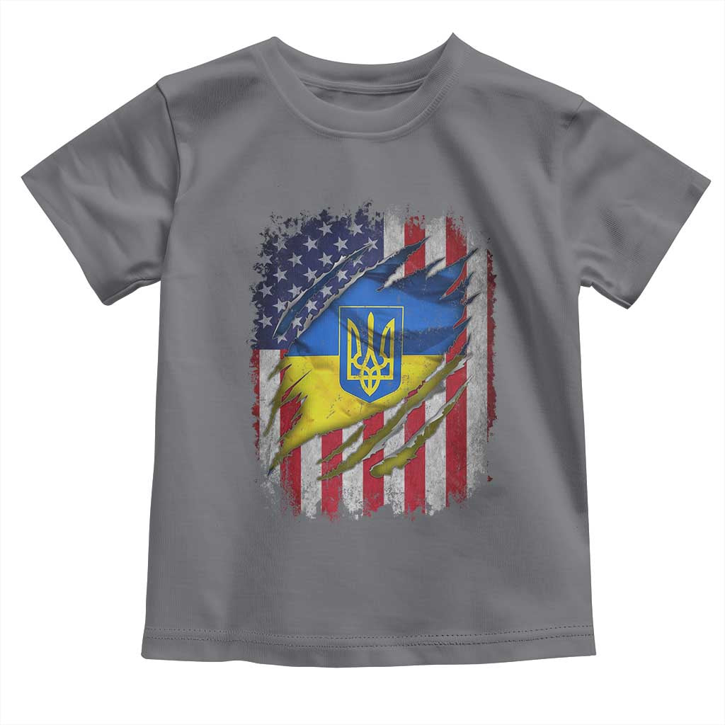 Ukrainian Americans Pride Toddler T Shirt Vintage Ukraine USA Flag
