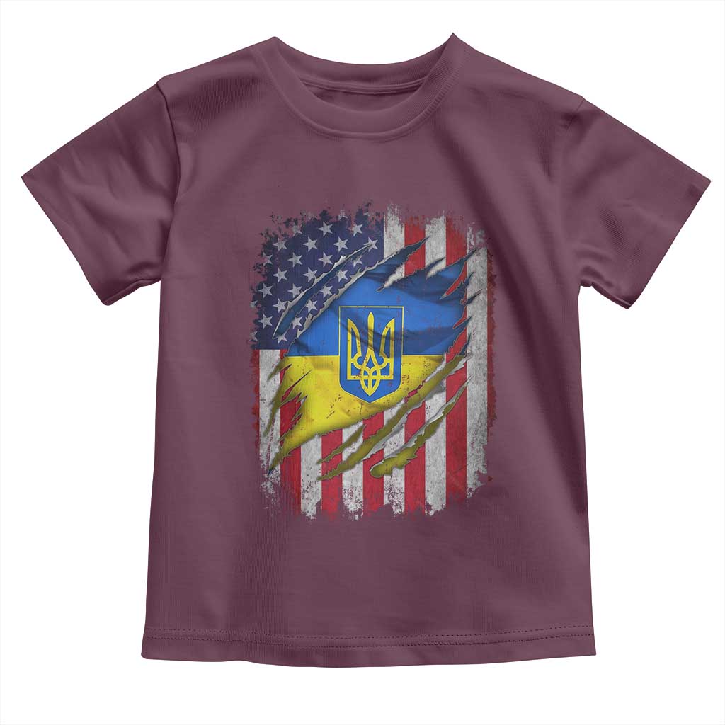Ukrainian Americans Pride Toddler T Shirt Vintage Ukraine USA Flag