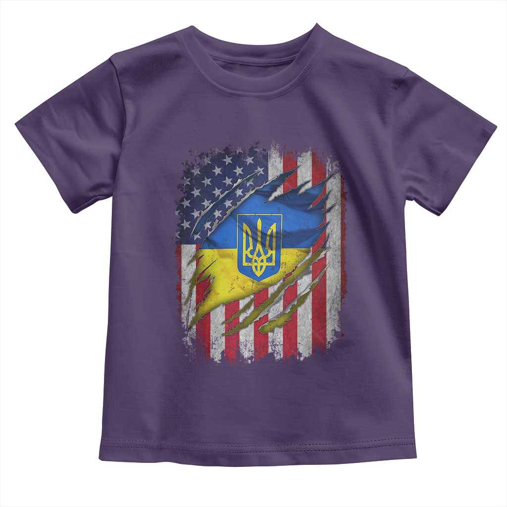 Ukrainian Americans Pride Toddler T Shirt Vintage Ukraine USA Flag