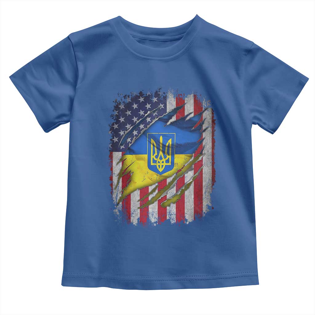 Ukrainian Americans Pride Toddler T Shirt Vintage Ukraine USA Flag
