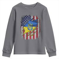 Ukrainian Americans Pride Youth Sweatshirt Vintage Ukraine USA Flag