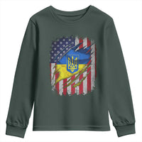 Ukrainian Americans Pride Youth Sweatshirt Vintage Ukraine USA Flag