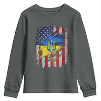 Ukrainian Americans Pride Youth Sweatshirt Vintage Ukraine USA Flag