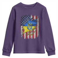 Ukrainian Americans Pride Youth Sweatshirt Vintage Ukraine USA Flag