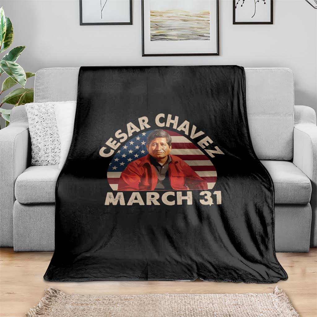 Cesar Chavez Day Throw Blanket March Holiday Hispanic Heritage American Flag