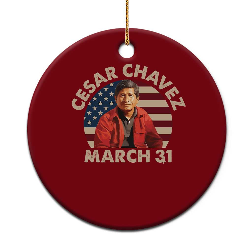 Cesar Chavez Day Ceramic Ornament March Holiday Hispanic Heritage American Flag
